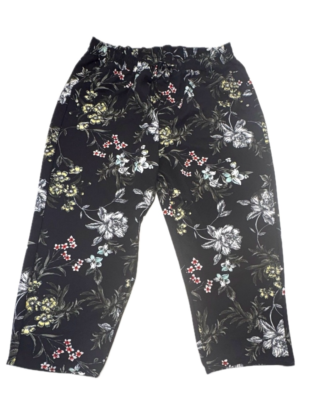 Lily Morgan Floral Pull On Capri Pants Size 2X (Fits 18W-20W)